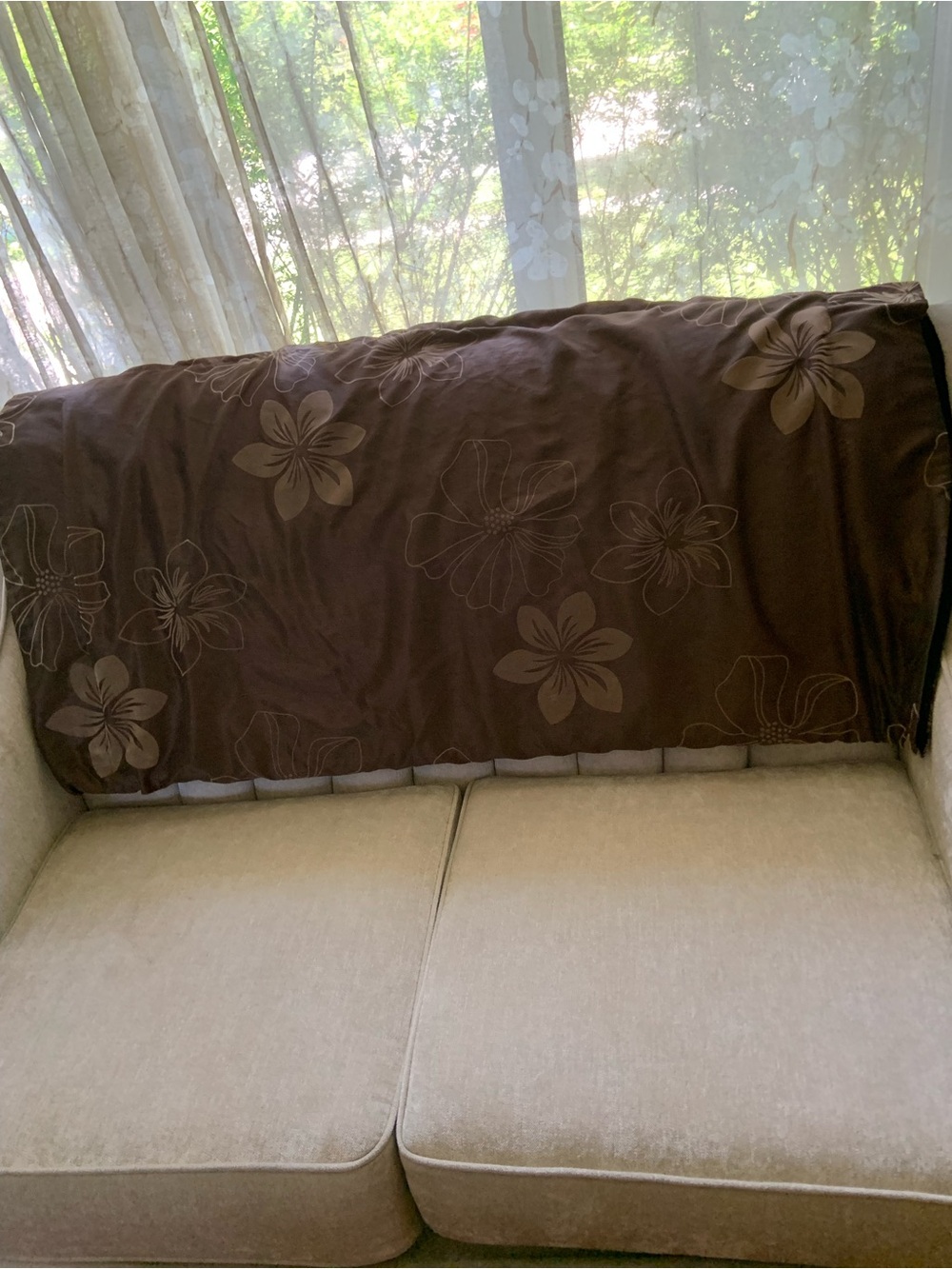 Source Unknown Brown Floral Sofa Cover Throw
